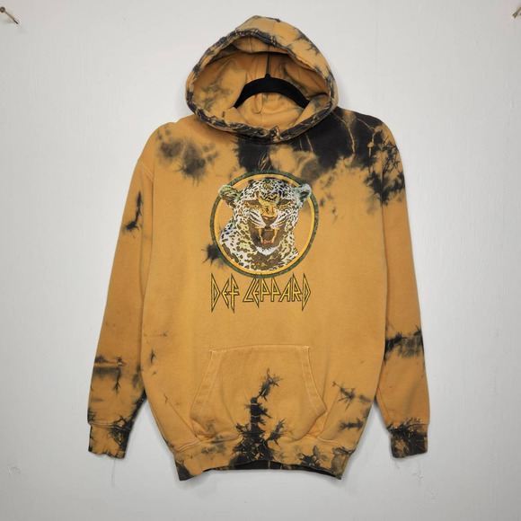 Def Leppard Bleach Tie Dye Hoodie Sweatshirt Small Retro Modern Shirt - Picture 5 of 5